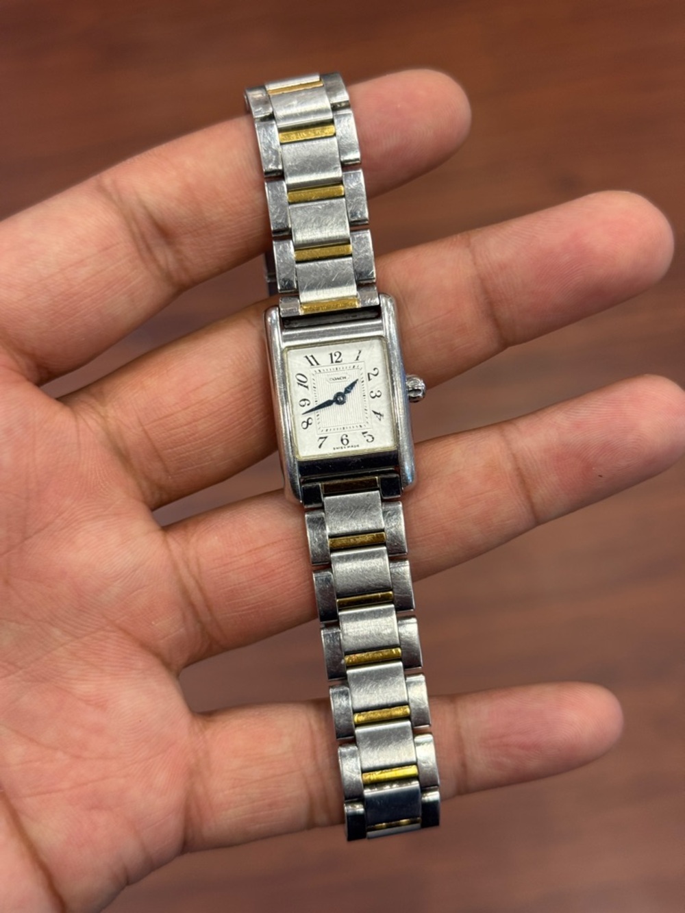 Coach Stainless Steel Two-Tone Rectangular Watch - Silver/Gold not working